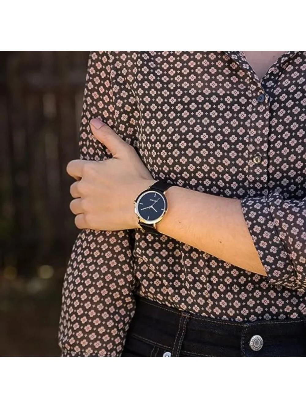 Faux Leather Strap Watch with Mineral Crystal - Analog